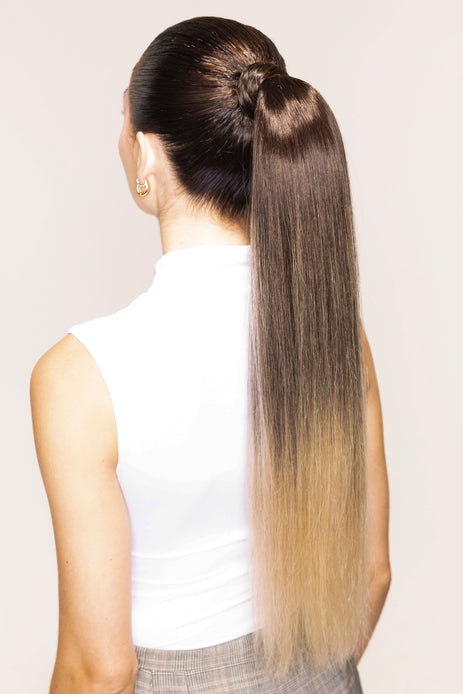 BELLAMI x Andrew Fitzsimons 20" The Ponytail 100g Mochachino Brown/Dirty Blonde (1C/18) Balayage